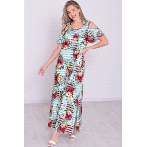 Платье женское 4114 масло (р-ры: 46-56) мята+красный