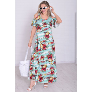 Платье женское 4114 масло (р-ры: 46-56) мята+красный