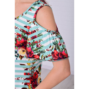 Платье женское 4114 масло (р-ры: 46-56) мята+красный