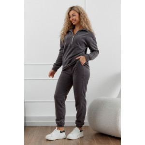 Костюм двойка женский М-973 флис (р-ры: 44-58) графит
