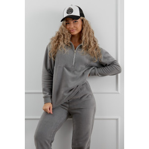 Костюм двойка женский М-973 флис (р-ры: 44-58) серый