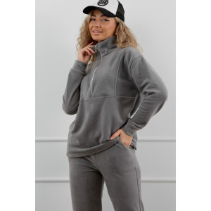 Костюм двойка женский М-973 флис (р-ры: 44-58) серый