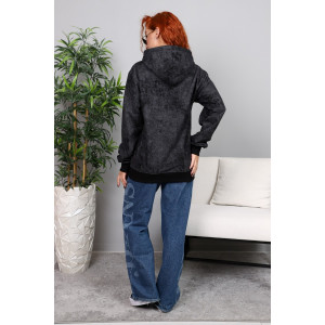 Худи женское М-966 футер 3-х нитка с начёсом (р-ры: 44-54) варёнка чёрный