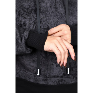 Худи женское М-966 футер 3-х нитка с начёсом (р-ры: 44-54) варёнка чёрный