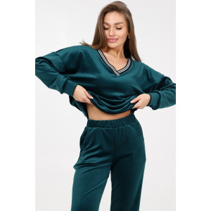 Костюм двойка женский М-970 велюр (р-ры: 44-58) петроль