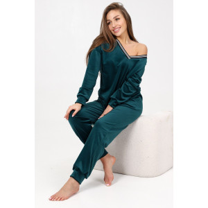 Костюм двойка женский М-970 велюр (р-ры: 44-58) петроль