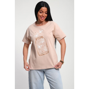 Футболка женская №85657 кулирка (р-ры: 46-56) бежевый