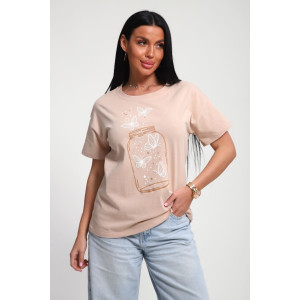 Футболка женская №85657 кулирка (р-ры: 46-56) бежевый