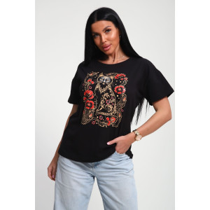 Футболка женская №85656 кулирка (р-ры: 46-56) черный