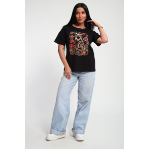 Футболка женская №85656 кулирка (р-ры: 46-56) черный