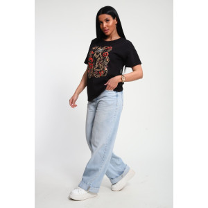 Футболка женская №85656 кулирка (р-ры: 46-56) черный