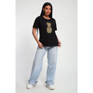 Футболка женская №85655 кулирка (р-ры: 46-56) черный