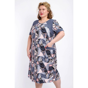 Халат женский №004 кулирка (р-ры: 56-74) розовый веер