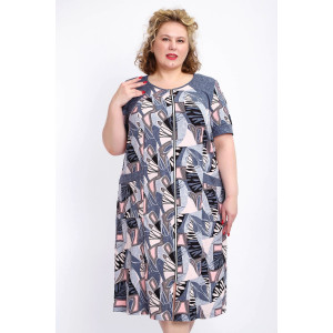 Халат женский №004 кулирка (р-ры: 56-74) розовый веер