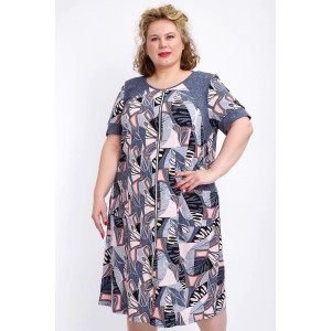 Халат женский №004 кулирка (р-ры: 56-74) розовый веер