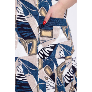 Халат женский №004 кулирка (р-ры: 56-74) синий веер