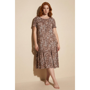 Платье женское "Агния" К-344 кулирка (р-ры: 50-62) ромашка кофе