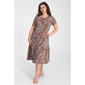 Платье женское "Агния" К-344 кулирка (р-ры: 50-62) ромашка кофе
