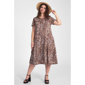 Платье женское "Агния" К-344 кулирка (р-ры: 50-62) ромашка кофе