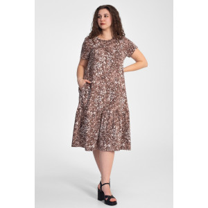 Платье женское "Агния" К-344 кулирка (р-ры: 50-62) ромашка кофе