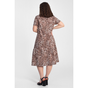 Платье женское "Агния" К-344 кулирка (р-ры: 50-62) ромашка кофе