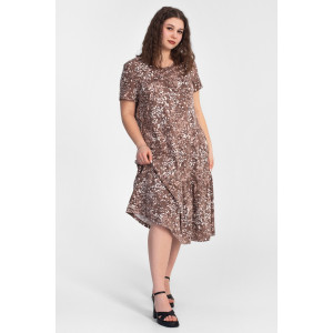 Платье женское "Агния" К-344 кулирка (р-ры: 50-62) ромашка кофе