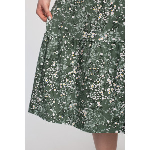 Платье женское "Агния" К-344 кулирка (р-ры: 50-62) ромашка зеленый