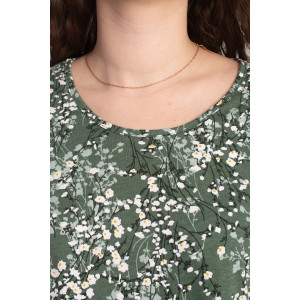 Платье женское "Агния" К-344 кулирка (р-ры: 50-62) ромашка зеленый