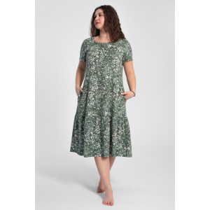 Платье женское "Агния" К-344 кулирка (р-ры: 50-62) ромашка зеленый