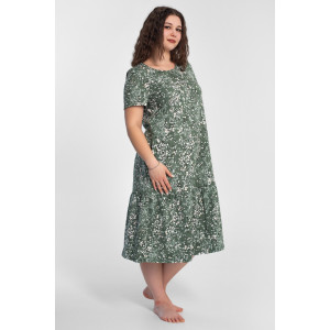 Платье женское "Агния" К-344 кулирка (р-ры: 50-62) ромашка зеленый
