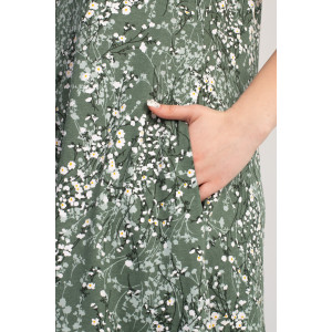 Платье женское "Агния" К-344 кулирка (р-ры: 50-62) ромашка зеленый