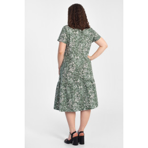 Платье женское "Агния" К-344 кулирка (р-ры: 50-62) ромашка зеленый
