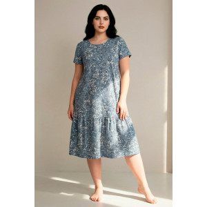 Платье женское "Агния" К-344 кулирка (р-ры: 50-62) ромашка голубой
