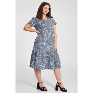 Платье женское "Агния" К-344 кулирка (р-ры: 50-62) ромашка голубой