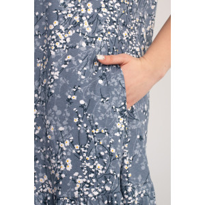 Платье женское "Агния" К-344 кулирка (р-ры: 50-62) ромашка голубой