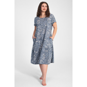 Платье женское "Агния" К-344 кулирка (р-ры: 50-62) ромашка голубой