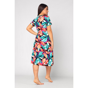 Платье женское "Агния" К-344 кулирка (р-ры: 50-62) листья