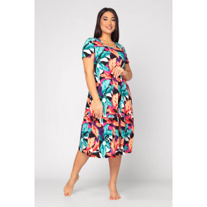 Платье женское "Агния" К-344 кулирка (р-ры: 50-62) листья