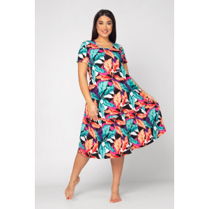 Платье женское "Агния" К-344 кулирка (р-ры: 50-62) листья