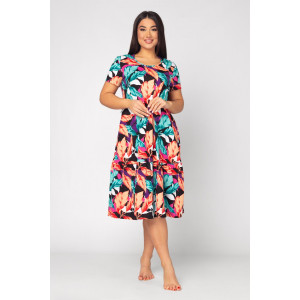 Платье женское "Агния" К-344 кулирка (р-ры: 50-62) листья