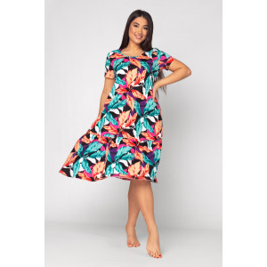 Платье женское "Агния" К-344 кулирка (р-ры: 50-62) листья