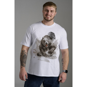 Футболка мужская №8593 кулирка (р-ры: 48-62) белый медведь