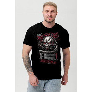 Футболка мужская №8592 кулирка (р-ры: 46-70) черный кибер колобок