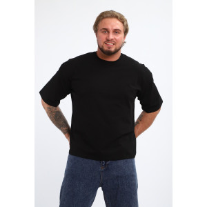 Футболка мужская №26015 кулирка с лайкрой (р-ры: 44-58) черный