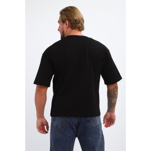 Футболка мужская №26015 кулирка с лайкрой (р-ры: 44-58) черный