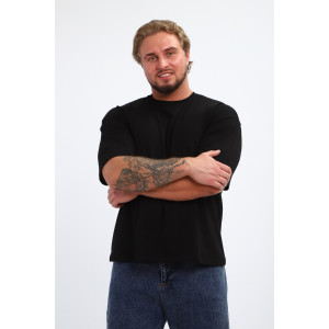 Футболка мужская №26015 кулирка с лайкрой (р-ры: 44-58) черный