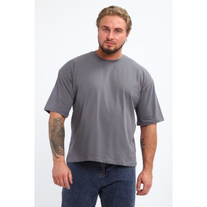 Футболка мужская №26015 кулирка с лайкрой (р-ры: 44-58) графит