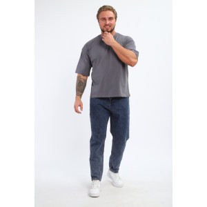 Футболка мужская №26015 кулирка с лайкрой (р-ры: 44-58) графит