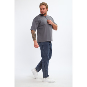 Футболка мужская №26015 кулирка с лайкрой (р-ры: 44-58) графит