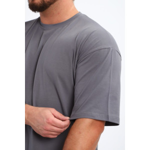 Футболка мужская №26015 кулирка с лайкрой (р-ры: 44-58) графит